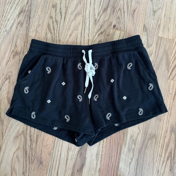 PJ Salvage Lounge Shorts Black Paisley Embroidered Drawstring L - Picture 1 of 3